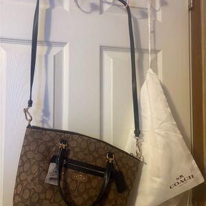 Coach Tan and Black Crossbody Bag